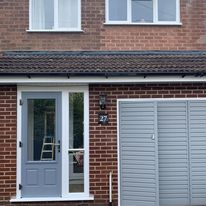grey matching door and garage door