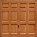 cherry oak up and over GRP garage door supplied by LMS