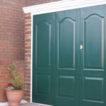 side hinged garage door green