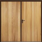 vertical cedar side hinged garage door